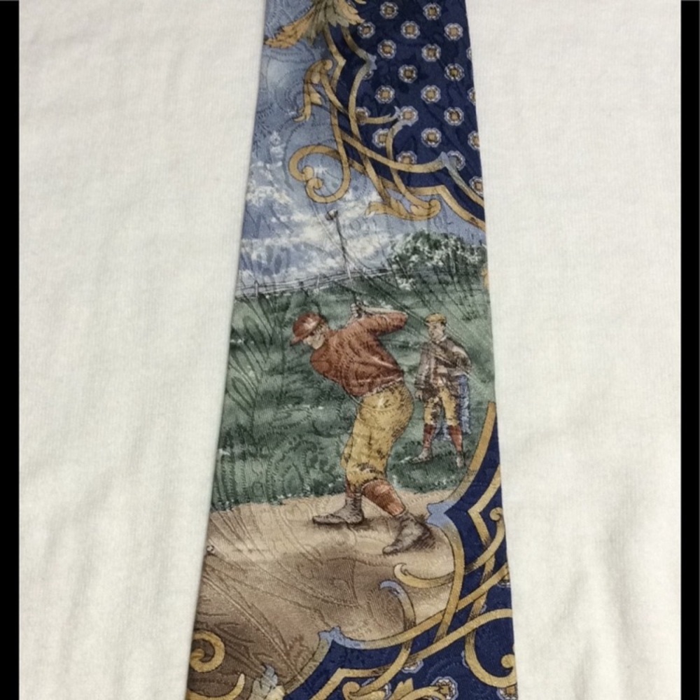 Elegant Golf-Themed Tie-Golfer and Caddy by SportsTies Unlimited